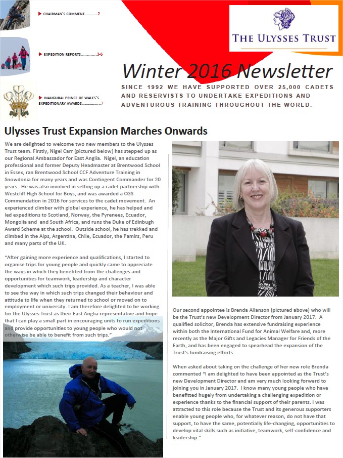 Ulysses Trust Winter 2016 Newsletter