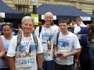 Phil Neame (left) after competing in the 2014 British 10K road race.